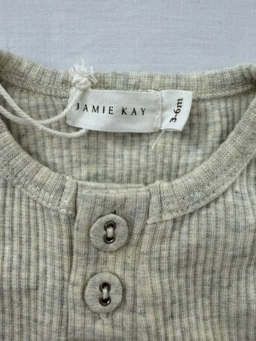 NWT Jamie Kay Organic Ribbed Sleeveless Baby Bodysuit Oatmeal Heather 3-6 Months